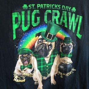 ☘️Black T shirt St. Patrick’s Day Pug Crawl 2X☘️